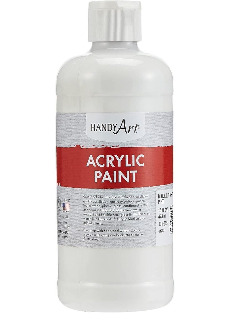 Handy Art طلاء أكريليك للطلاب سهل الاستخدام 16 أونصة، أبيض معتم - Image 1