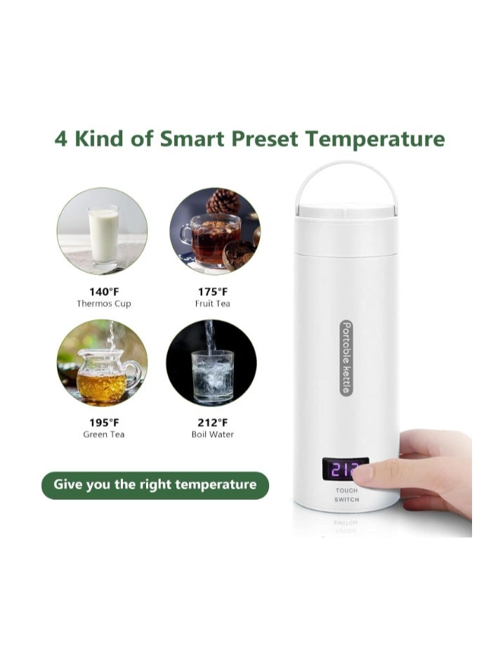 INGUNAR Portable Electric Kettle For Travel, 500ml Stainless Steel Electric Kettle For Coffee Milk Tea, Small Hot Water Boiler With Auto Shut-Off, 4 Variable Presets, Boil Dry Protection - Image 3