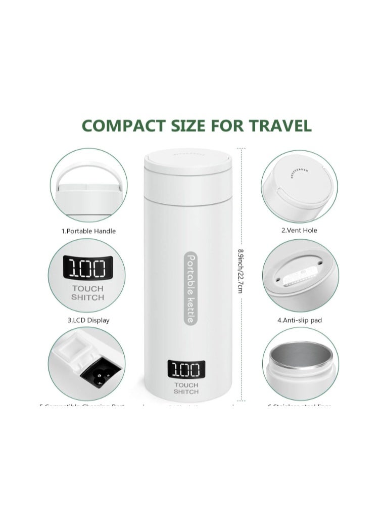 INGUNAR Portable Electric Kettle For Travel, 500ml Stainless Steel Electric Kettle For Coffee Milk Tea, Small Hot Water Boiler With Auto Shut-Off, 4 Variable Presets, Boil Dry Protection - Image 2