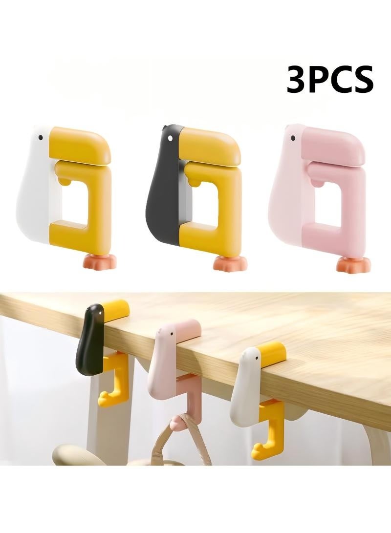 Purse Hook for Table, 3 Pack Foldable, Non-Slip Bag Hanger, Cute Bird Design Purse Holder for Desk, Table, Strong and Compact Desk Accessories (3 Colours) - Image 1