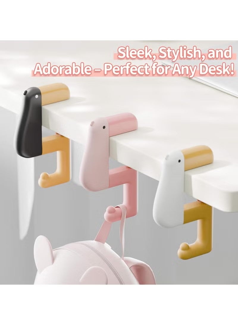 Purse Hook for Table, 3 Pack Foldable, Non-Slip Bag Hanger, Cute Bird Design Purse Holder for Desk, Table, Strong and Compact Desk Accessories (3 Colours) - Image 2