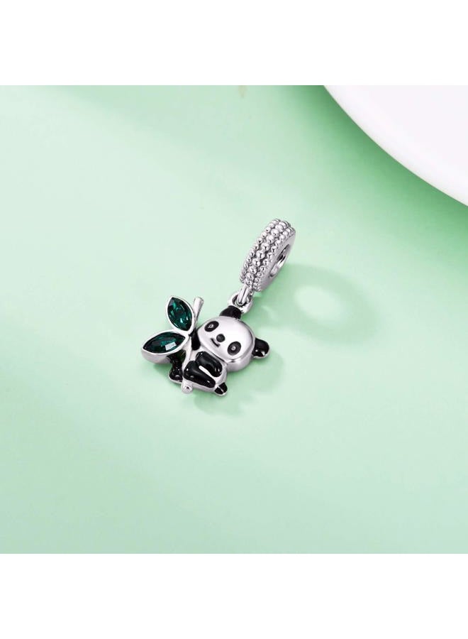 AOBOCO 925 Sterling Silver Cute Sloth Panda Charms Beads fit Pandora European Bracelets Necklace, crystal, embellished with crystals from austria, - Image 2