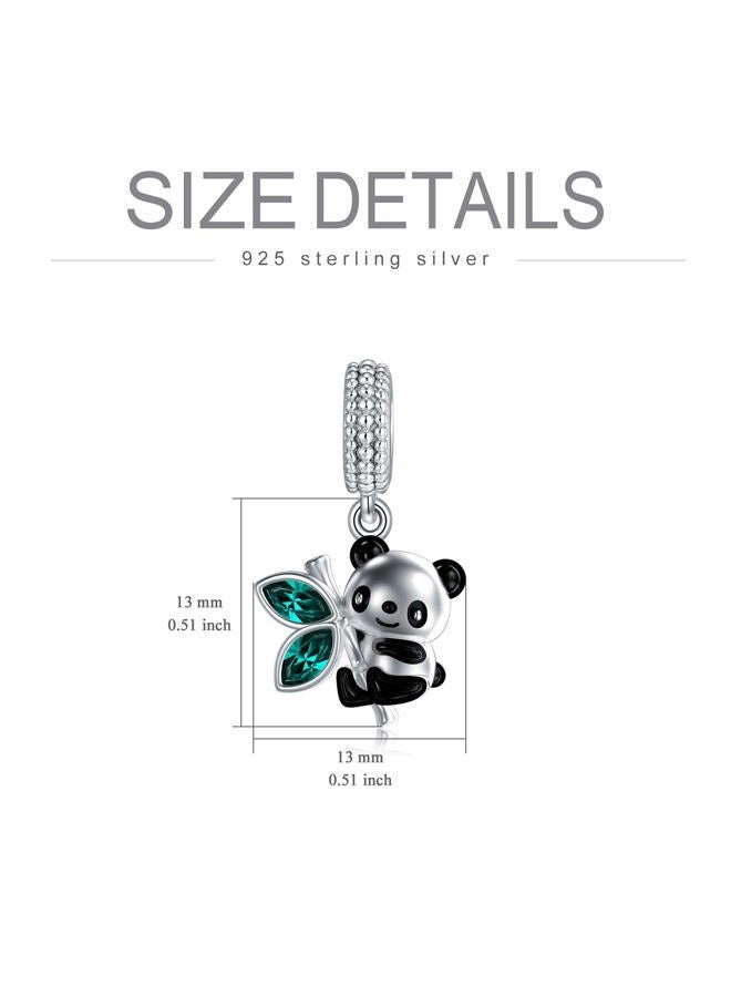 AOBOCO 925 Sterling Silver Cute Sloth Panda Charms Beads fit Pandora European Bracelets Necklace, crystal, embellished with crystals from austria, - Image 4