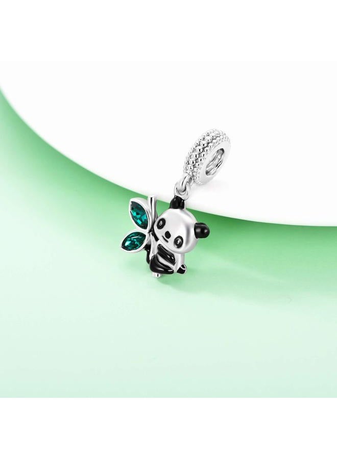 AOBOCO 925 Sterling Silver Cute Sloth Panda Charms Beads fit Pandora European Bracelets Necklace, crystal, embellished with crystals from austria, - Image 3