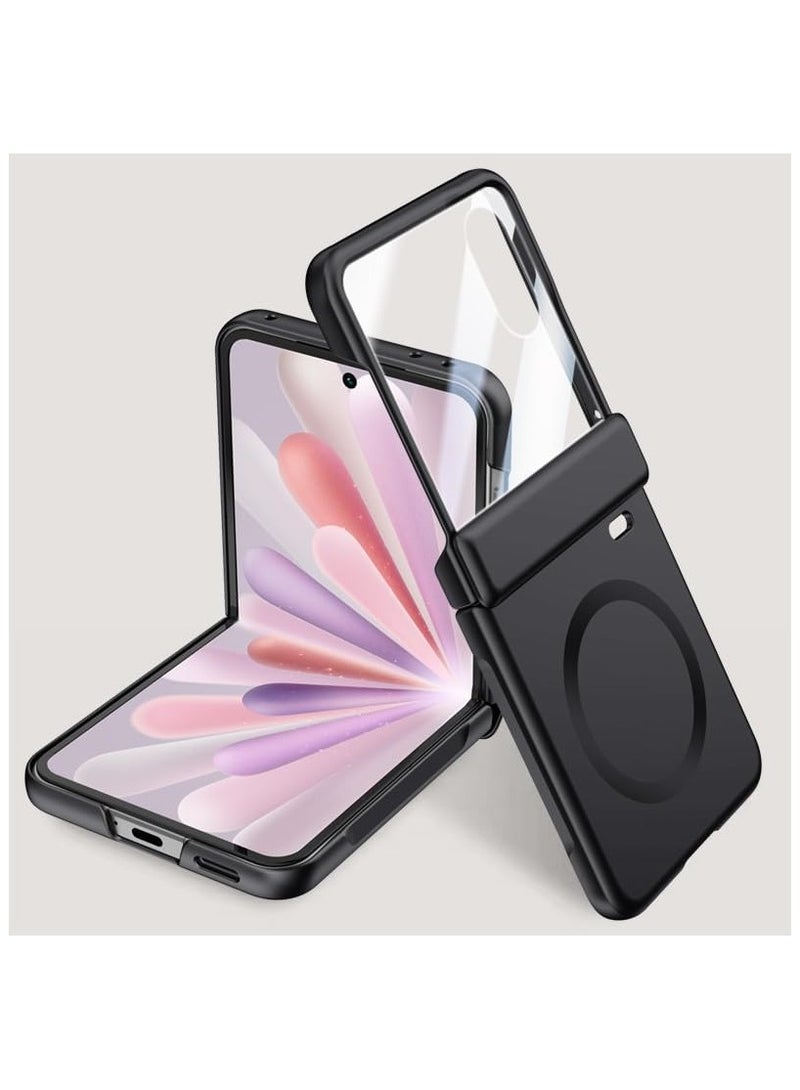 عام غلاف واقي مغناطيسي متوافق مع Honor Magic V Flip 2 【يشمل حامي شاشة مدمج】 【يدعم الشحن اللاسلكي】 غلاف واقي بملمس ساتان ناعم مقاوم للصدمات وصديق للبشرة. - Image 1