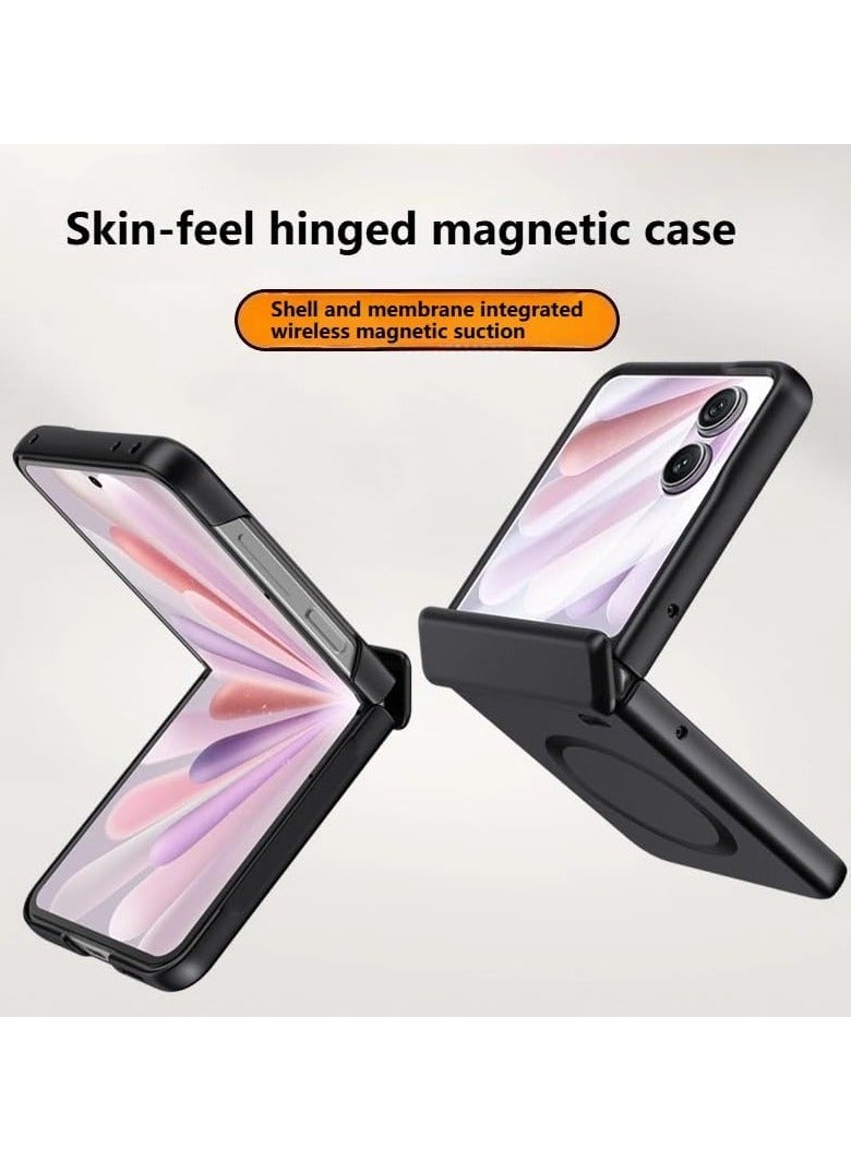 عام غلاف واقي مغناطيسي متوافق مع Honor Magic V Flip 2 【يشمل حامي شاشة مدمج】 【يدعم الشحن اللاسلكي】 غلاف واقي بملمس ساتان ناعم مقاوم للصدمات وصديق للبشرة. - Image 2