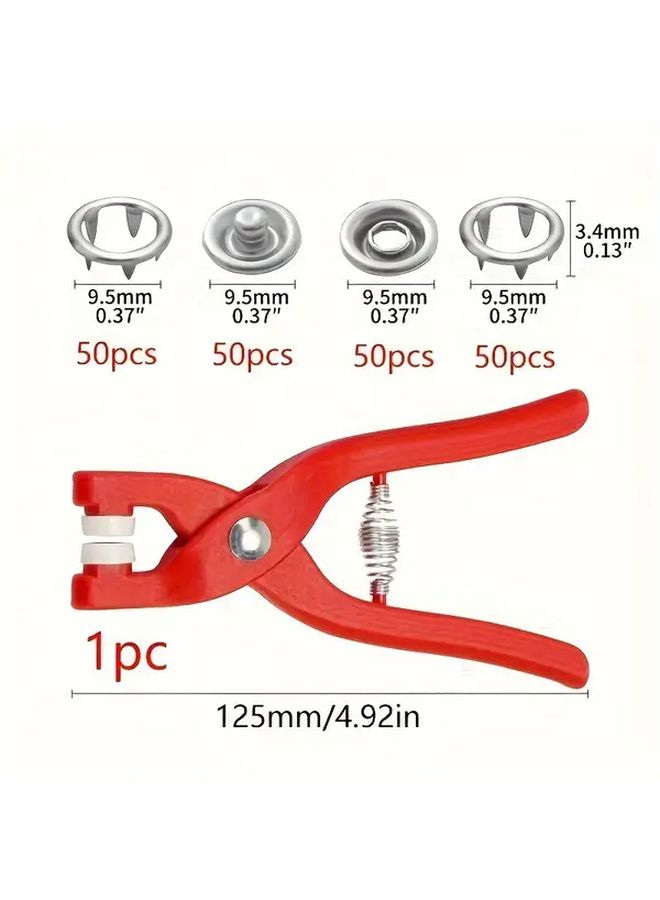200 Buttons And 1 Plastic Hand Pliers Set For Fast Clothing And Quilt Production - Image 2