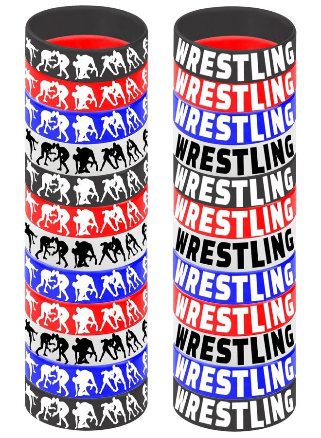 ATSMOICY 24PCS Wrestling Rubber Bracelets Silicones Wristbands - Wrestling Match Themed Birthday Grapple game Baby Kids Party Favors Decorations - Image 2