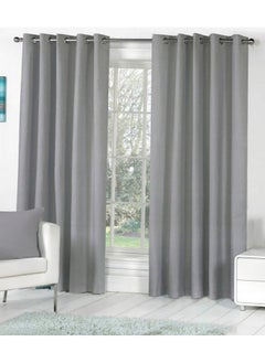 Homefab India HFI Royal Silky Grommet Window Curtain - 6 feet, Grey - 2 Piece  - Image 1