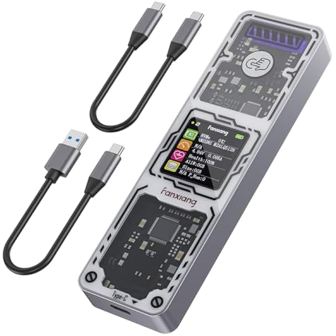 rayihni SSD ENCLOSURE, USB 3.2 GEN 2 (10 GBPS), M.2 NVME/SATA SSD ENCLOSURE, USB ADAPTER/READER, SOLID STATE DRIVE EXTERNAL ENCLOSURE, SUPPORTS M AND B+M KEYS AND SIZE 2230/2242/2260/2280 SSDS, MD86 - Image 1