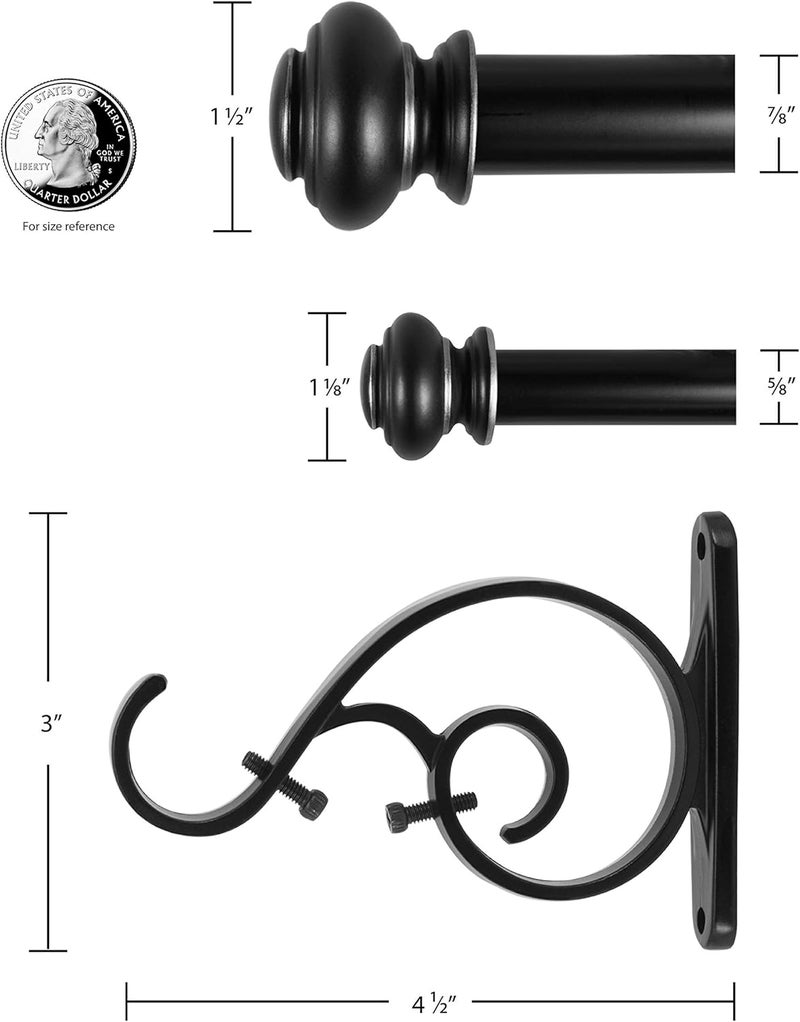 Decopolitan Urn Telescoping Double Drapery Rod Set, 36-72-Inch, Antique Silver - Image 5