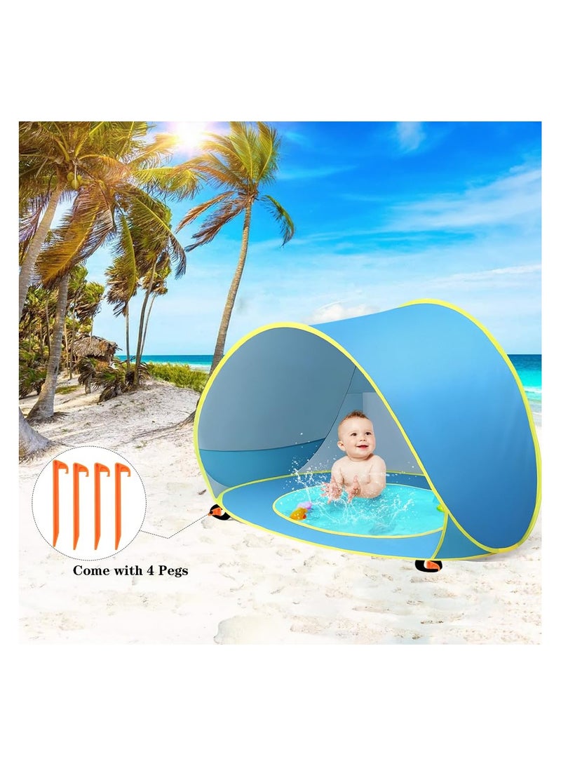 Baby Beach Tent, Baby Pool Tent, Pop Up Beach Tent Sun Shade for Beach, Portable Baby Travel Tent with Mini Pool, Indoor Outdoor Baby Play Tent, Portable UPF 50+ UV Protection Sun Shelters