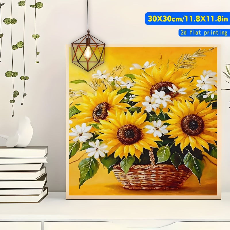طقم ألماس كامل بدون إطار 5D، دائري أكريليك، مقاس 20×20 سم، فن دوار الشمس، ديكور المنزل وغرفة النوم - Image 5