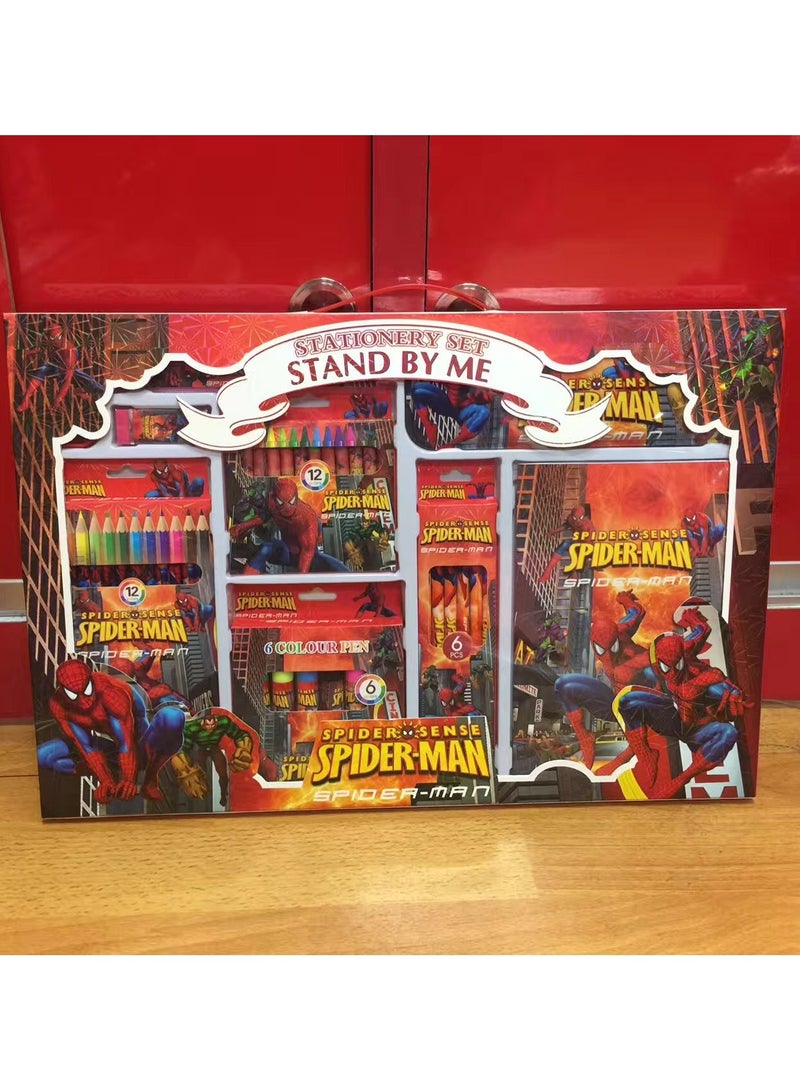 SPIDERMAN Home Smart Dinosaur Stationery set 35Pcs with Notebook Pencil box Ruler Sharpener Eraser Color pencils Color pens and Crayons perfect for gift