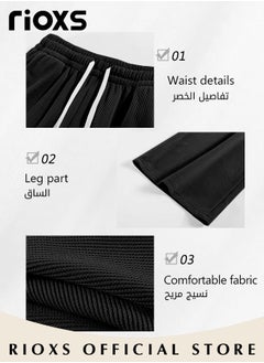 RIOXS Women's High Waist Pants, Vintage Drawstring Trousers, Baggy Comfortable Pants with Elastic Waist, Easy to Match, Suitable for Daily Wear and Outdoor Activities  - Image 5