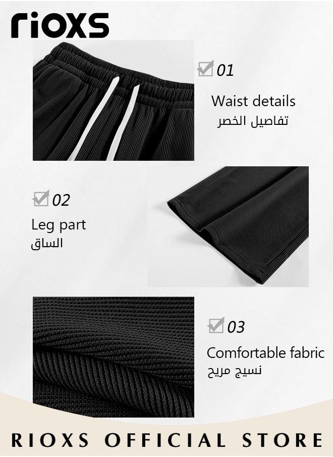 RIOXS Women's High Waist Pants, Vintage Drawstring Trousers, Baggy Comfortable Pants with Elastic Waist, Easy to Match, Suitable for Daily Wear and Outdoor Activities  - Image 5