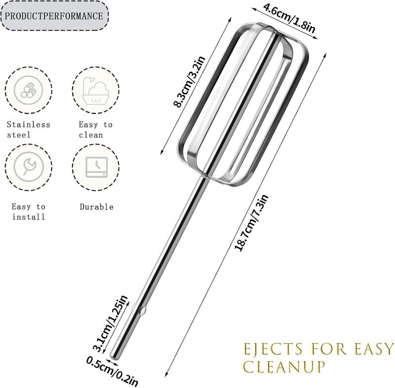 Abvsdu 2 Pcs Hand Mixer Attachments Beaters, Hand Mixer Beaters Attachments for Kitchen Stainless Steel Replacement Parts for KitchenAid W10490648, KHM2B, AP5644233, PS4082859 - Image 2