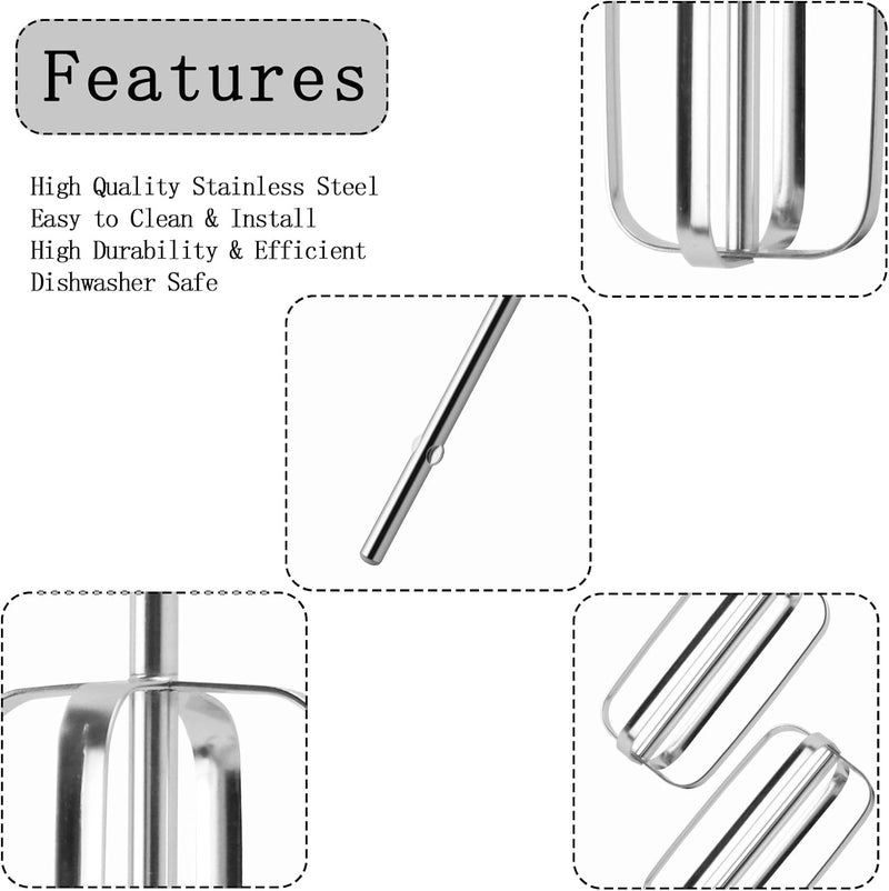 Abvsdu 2 Pcs Hand Mixer Attachments Beaters, Hand Mixer Beaters Attachments for Kitchen Stainless Steel Replacement Parts for KitchenAid W10490648, KHM2B, AP5644233, PS4082859 - Image 3