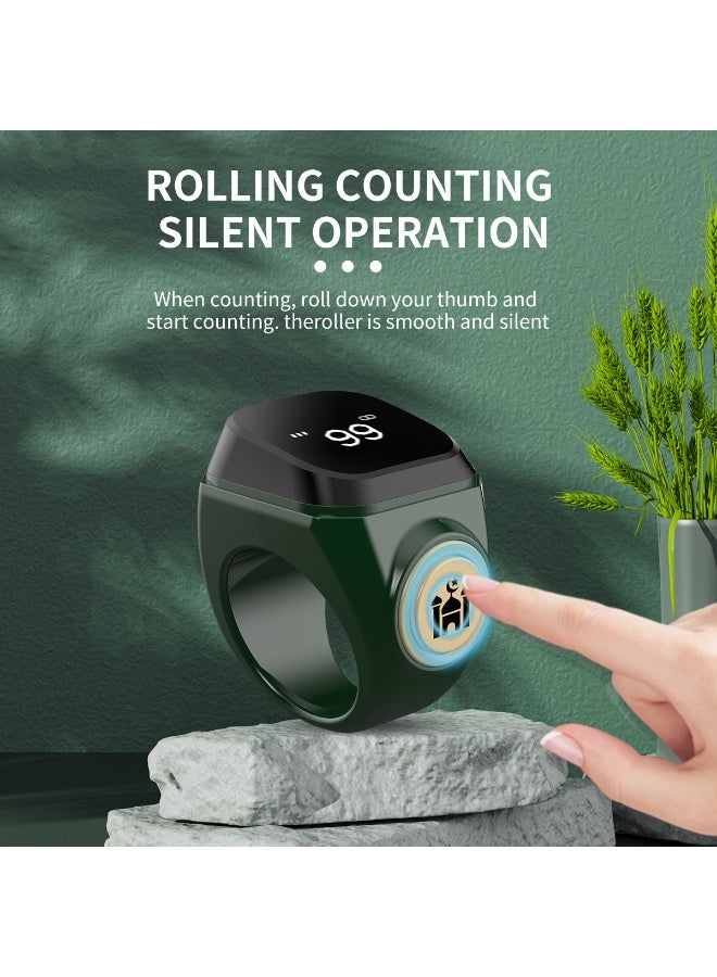 خاتم تسبيح رقمي ذكي لتحديد اتجاه القبلة مع تذكير بخمس صلوات | عداد أذكار للمسلمين مع تتبع الوقت وشاشة LED - Image 5