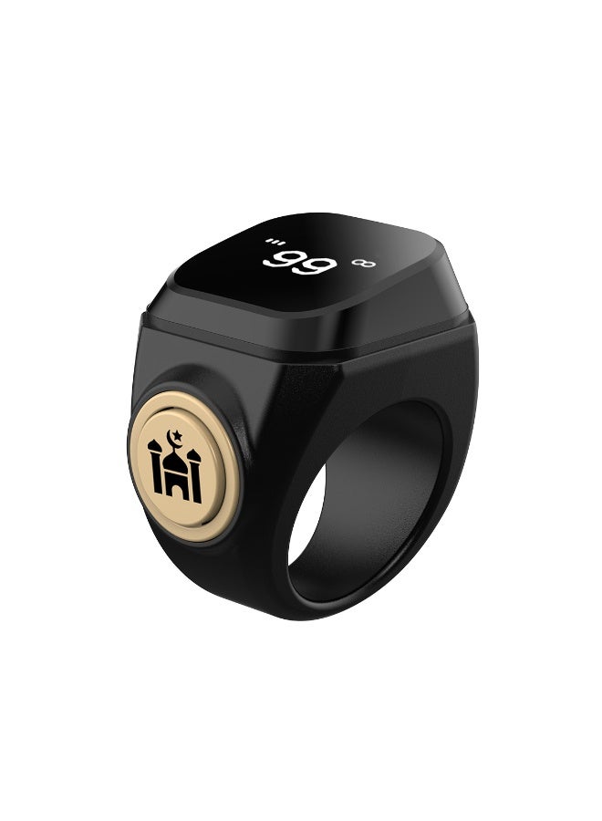 خاتم تسبيح رقمي ذكي لتحديد اتجاه القبلة مع تذكير بخمس صلوات | عداد أذكار للمسلمين مع تتبع الوقت وشاشة LED - Image 1