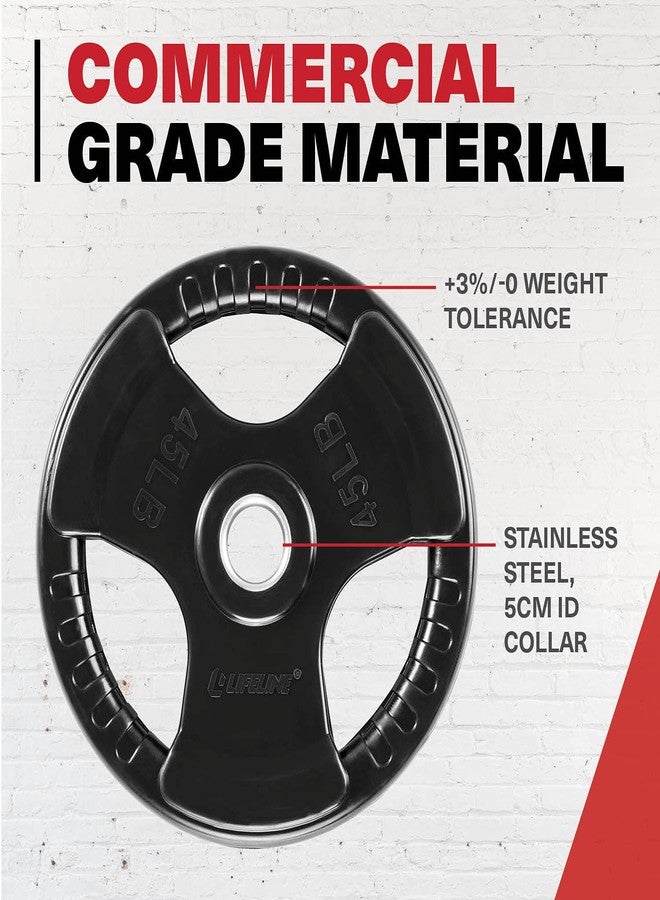 Lifeline Fitness Rubber Grip Plates For Olympic Barbell - 2" Weight Plates for Home or Gym - Strength Training Single Plates - 2.5/5/10/25/35/45 LB Options - Image 4