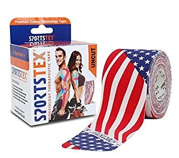 KS Sports Tex "Kinesiology Tape", 5cm X 5M, US Flag, Single Roll " Made in Korea" (Also Available in Black, Beige, Purple, Pink, Blue, & Camo) - Image 1