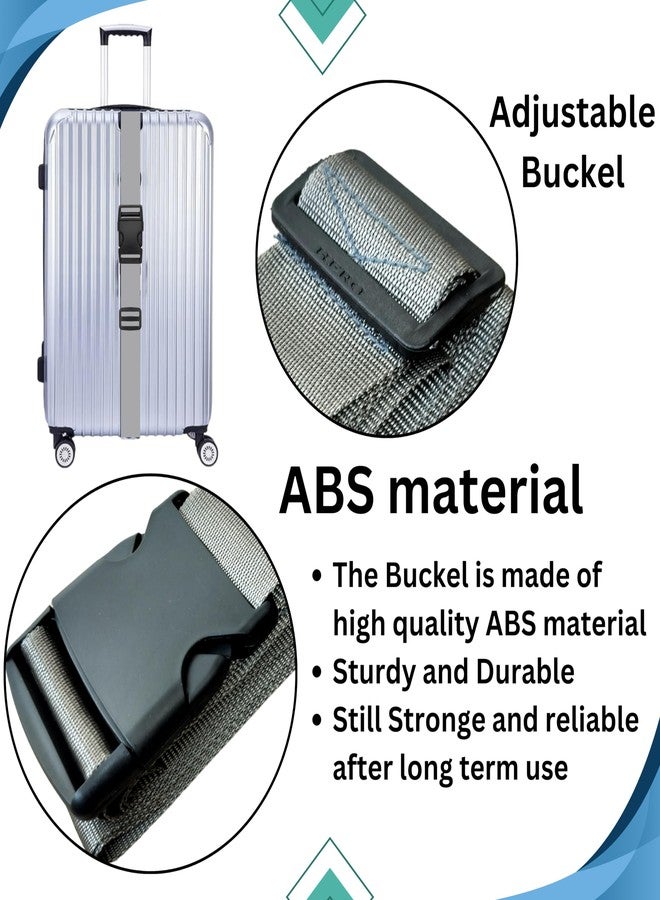 APAV Luggage Straps Belt Heavy Duty Adjustable with Buckle Clips for Suitcase | Trolleys and All Kind of Luggages | for Traveling Business/Leisure Trip (Pack of 4 (Gray)) - Image 2