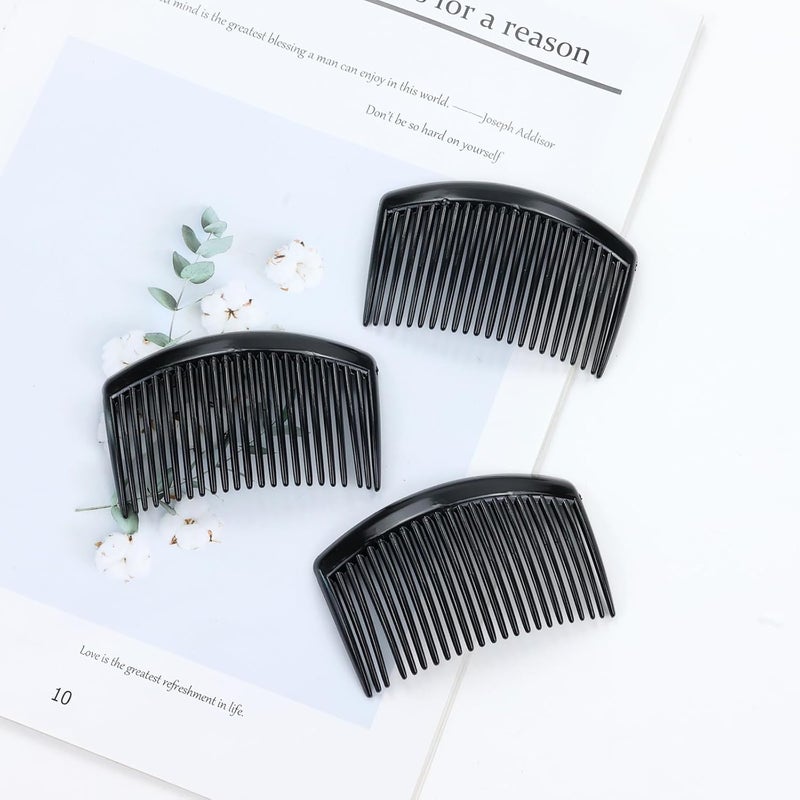 Angla 28 Pack Black Small Plastic Hair Side Comb With Long Teeth Hairpins Grips Barrettes Clamps Bows for Women Bridal Wedding Veil Decorative Headpiece French Twist Updo Bun Accessories - Image 3
