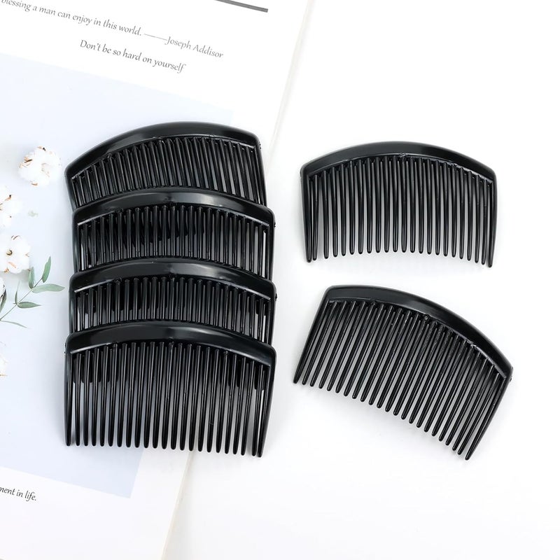 Angla 28 Pack Black Small Plastic Hair Side Comb With Long Teeth Hairpins Grips Barrettes Clamps Bows for Women Bridal Wedding Veil Decorative Headpiece French Twist Updo Bun Accessories - Image 2