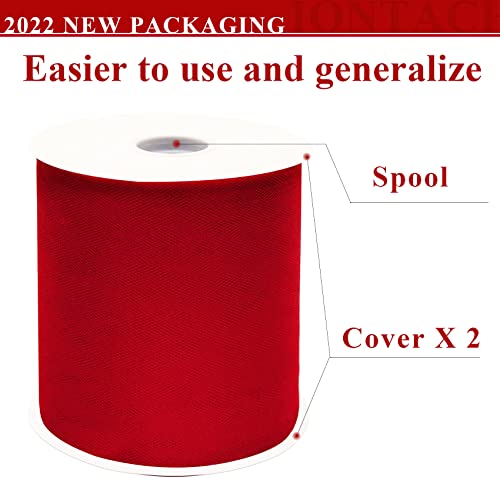 IONTACH Red Tulle Fabric Rolls 6 Inch by 200 Yards (600 feet) Fabric Spool Tulle Ribbon for Christmas Gift Wrapping DIY Red Tutu Bow Baby Shower Birthday Party Wedding Decorations Craft Supplies - Image 3