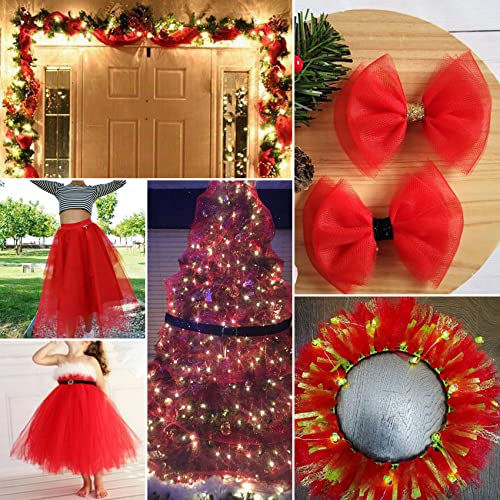 IONTACH Red Tulle Fabric Rolls 6 Inch by 200 Yards (600 feet) Fabric Spool Tulle Ribbon for Christmas Gift Wrapping DIY Red Tutu Bow Baby Shower Birthday Party Wedding Decorations Craft Supplies - Image 4
