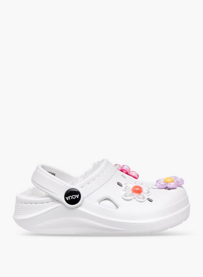 أكوا شباشب مزينة بالزهور مع حزام خلفي - Image 1