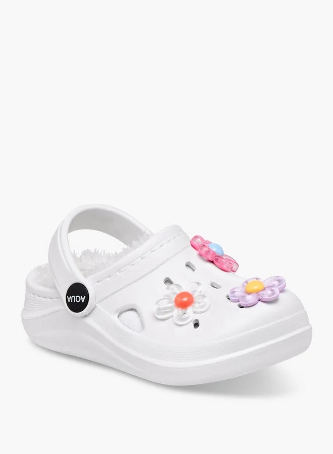 Aqua Floral Accent Clogs with Backstrap