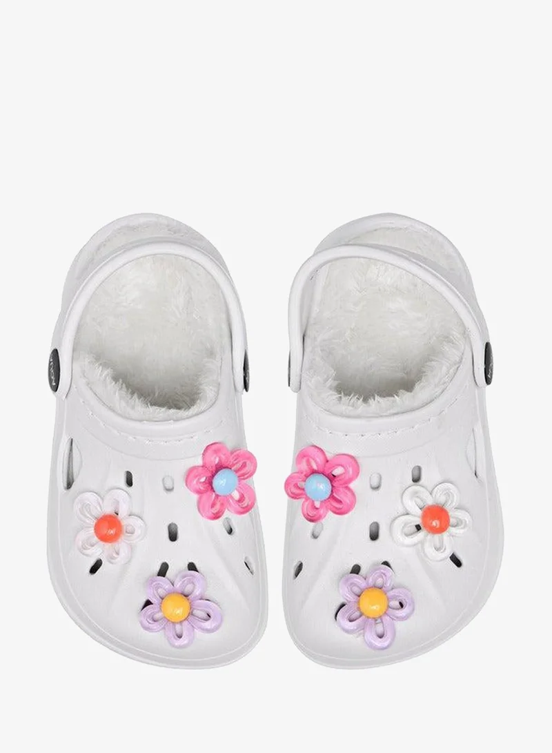 أكوا شباشب مزينة بالزهور مع حزام خلفي