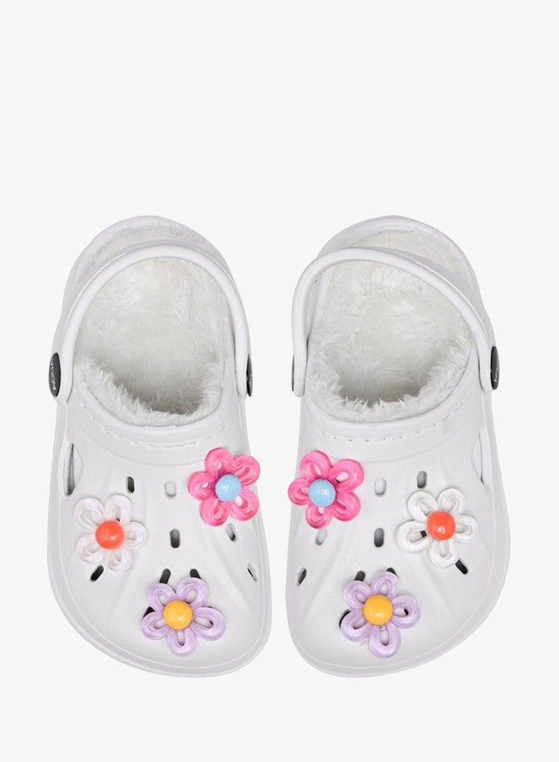 Aqua Floral Accent Clogs with Backstrap - Image 1