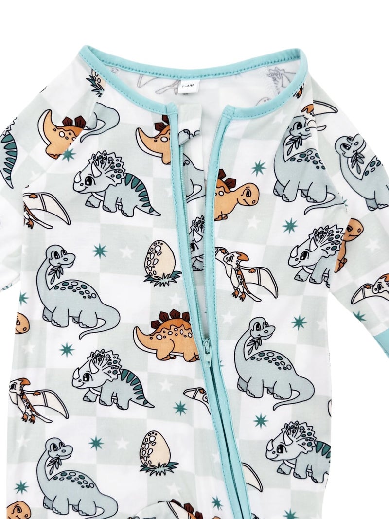 Bow Dream Infant Boys Girls Clothes Newborn Bamboo Rayon Baby girl Romper baby boy Bodysuit Jumpsuit Light Blue Dinosaur Digger 1-3 Months - Image 5