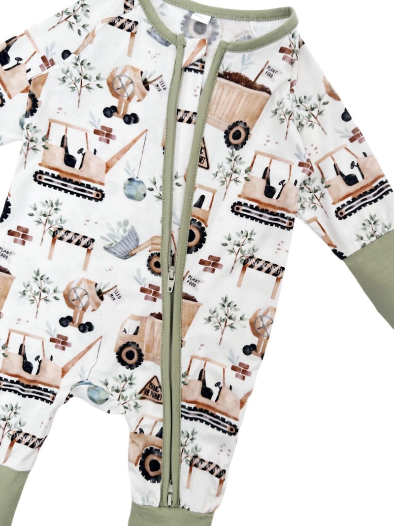 Bow Dream Infant Boys Girls Clothes Newborn Bamboo Rayon Baby girl Romper baby boy Bodysuit Jumpsuit Light Blue Dinosaur Digger 1-3 Months - Image 3
