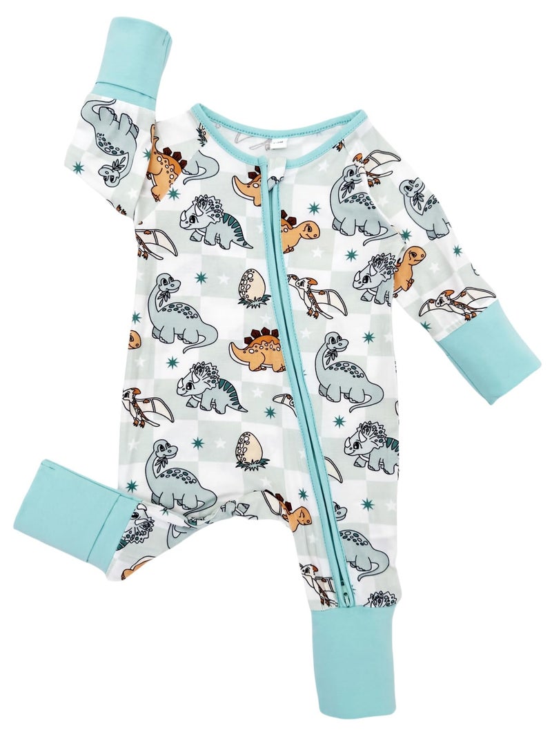 Bow Dream Infant Boys Girls Clothes Newborn Bamboo Rayon Baby girl Romper baby boy Bodysuit Jumpsuit Light Blue Dinosaur Digger 1-3 Months - Image 4