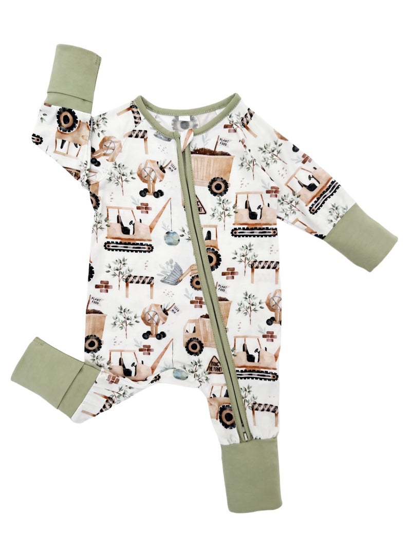 Bow Dream Infant Boys Girls Clothes Newborn Bamboo Rayon Baby girl Romper baby boy Bodysuit Jumpsuit Light Blue Dinosaur Digger 1-3 Months - Image 2