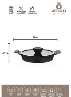 AMBOSS Ambos Granite sauce set 6 pieces (omelette) with star glass lid made in Turkey  - Image 2
