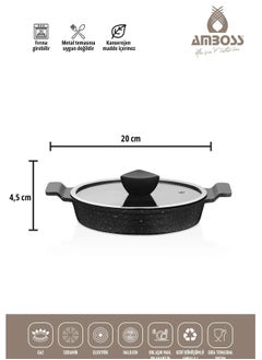 AMBOSS Ambos Granite sauce set 6 pieces (omelette) with star glass lid made in Turkey  - Image 3
