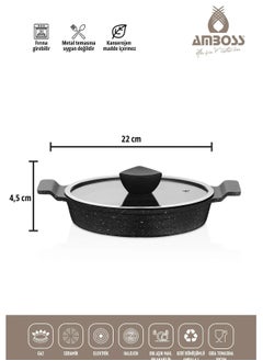 AMBOSS Ambos Granite sauce set 6 pieces (omelette) with star glass lid made in Turkey  - Image 4