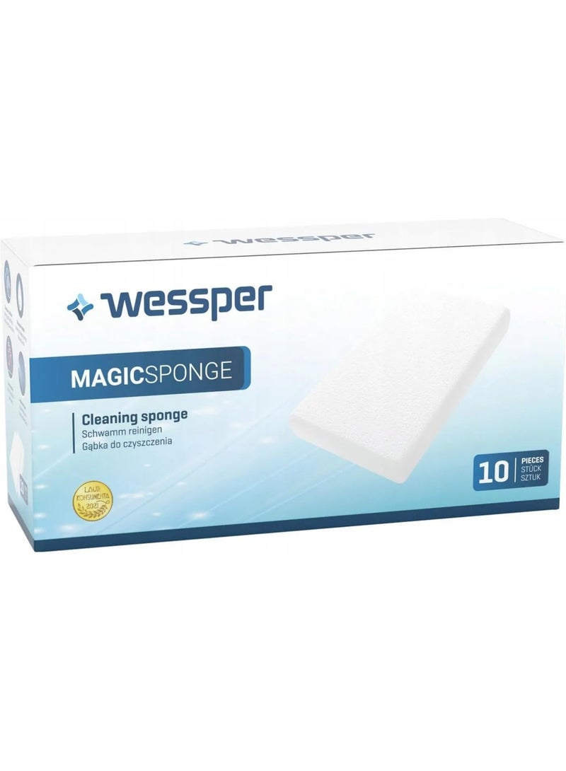 WESSPERMagic Sponge, Melamine Foam Cleaning Eraser, Chemical-Free, Multi-Surface Cleaner, for Shoes, Upholstery, Bathroom, Car Wheels, Stainless Steel, Teflon, Ceramic, Model SIL109