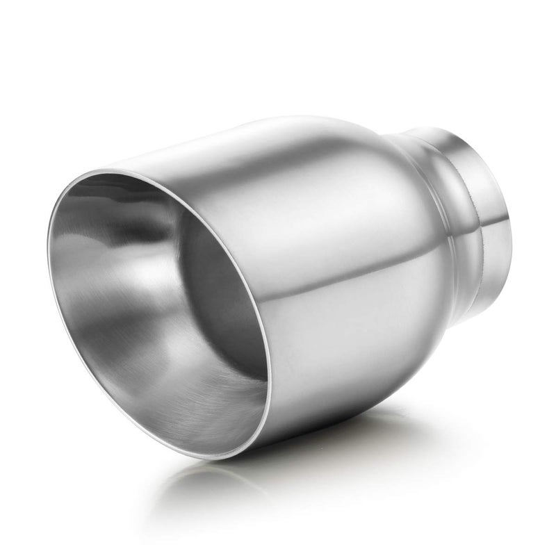 Generic A-KARCK Exhaust Tip 2.5 Inch Inlet, Muffler Tip 2.5" Inlet 4" Outlet 5" Long Dual Wall For Car Tailpipe, Stainless Steel Polished Weld On  - Image 1