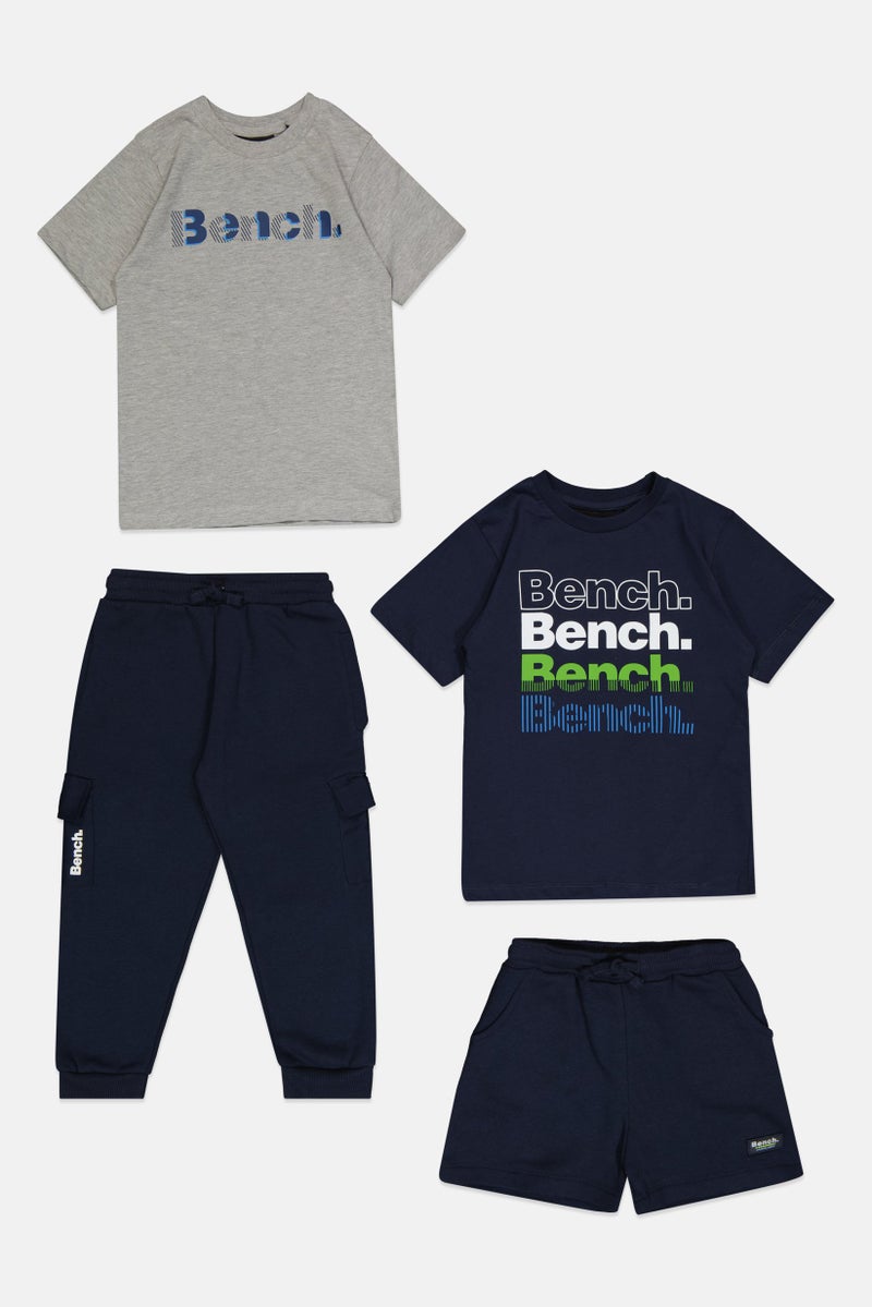 Bench Kids Boy 4 Pcs Short Sleeve Graphic Print Tops And Bottom Set, Multicolor - Image 4