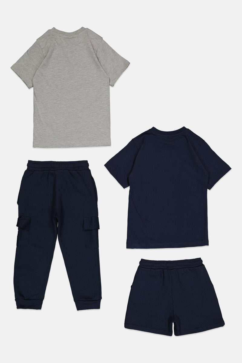 Bench Kids Boy 4 Pcs Short Sleeve Graphic Print Tops And Bottom Set, Multicolor - Image 3