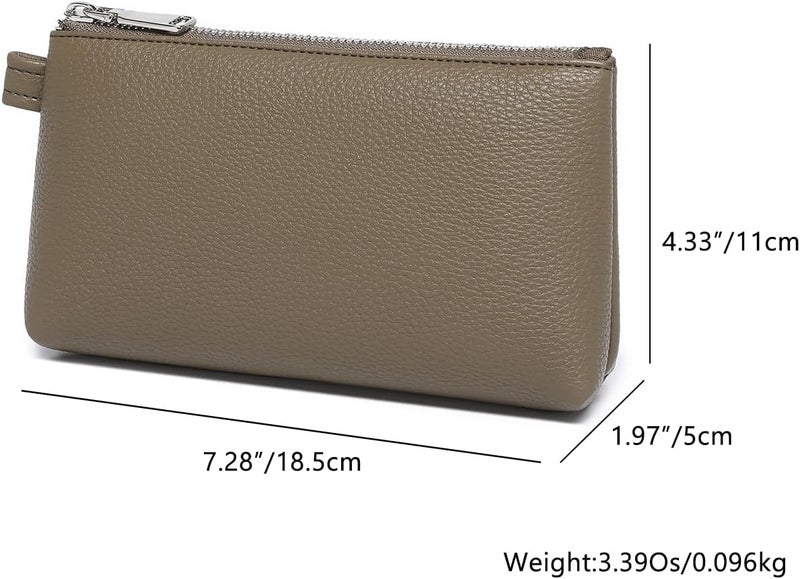 YONBEN PU Leather Makeup Simple and Convenient Handbag Small Exquisite Storage Bag, PU/Tea Color, Simple - Image 2