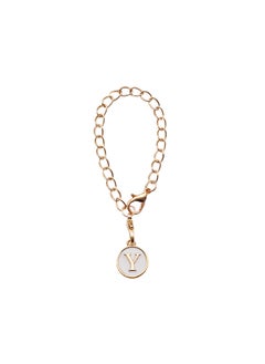 Generic Cute Alphabet Number Charm Keychain Y-white alloy drop letter pendant 