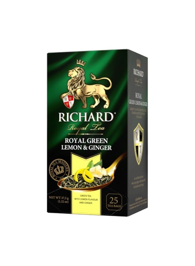Green Tea Bags, Lemon & Ginger - 25 Bags, Russia