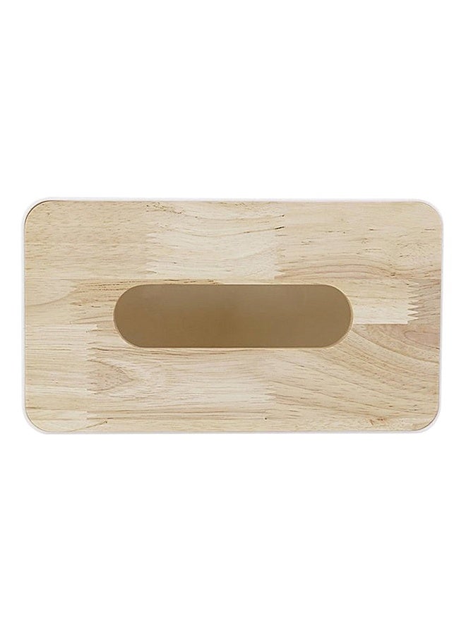Tissue Paper Box White/Wooden  23 x13 x 10 cm -White/Beige - Image 3